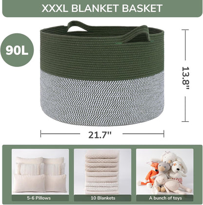 XXXLarge Woven Rope Blanket Basket Living Room Pink, 90L