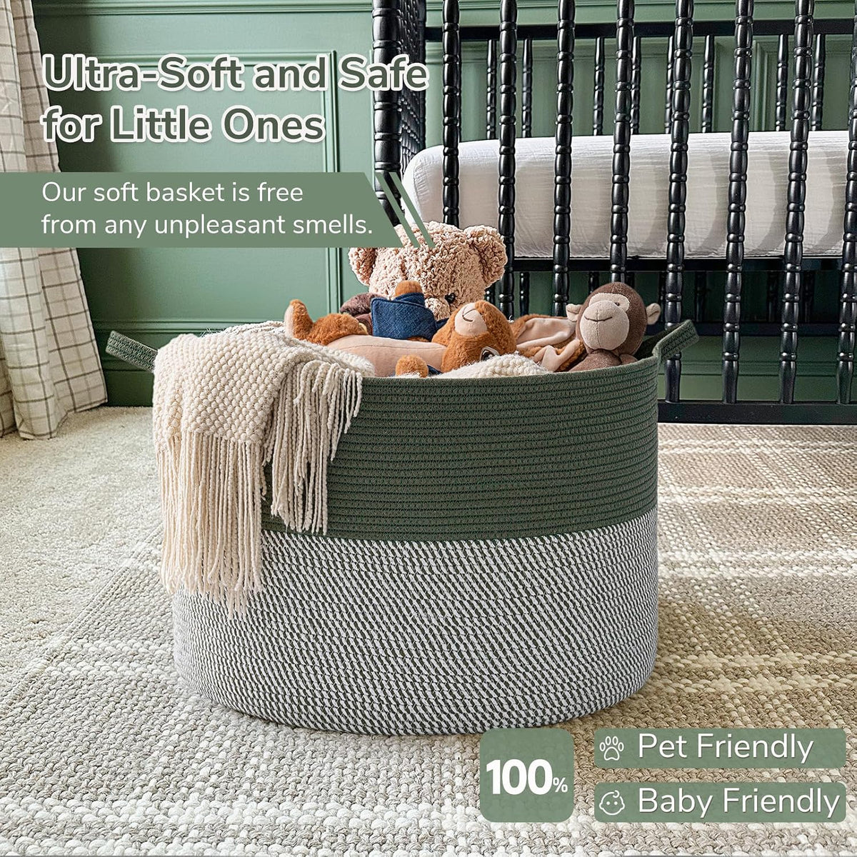 XXXLarge Woven Rope Blanket Basket Living Room Pink, 90L