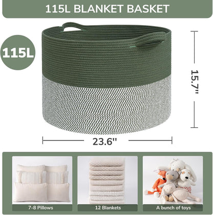 XXXLarge Woven Rope Blanket Basket Living Room Pink, 90L