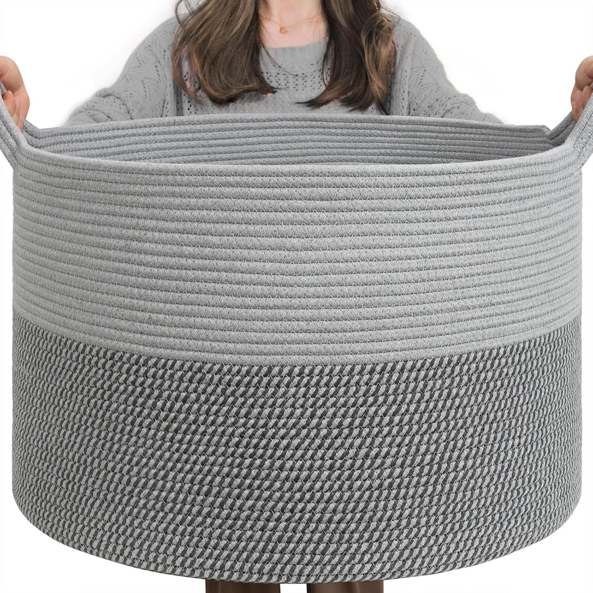 XXXLarge Woven Rope Blanket Basket Living Room Pink, 90L
