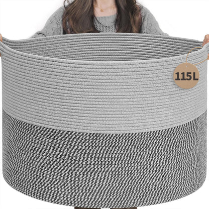XXXLarge Woven Rope Blanket Basket Living Room Pink, 90L