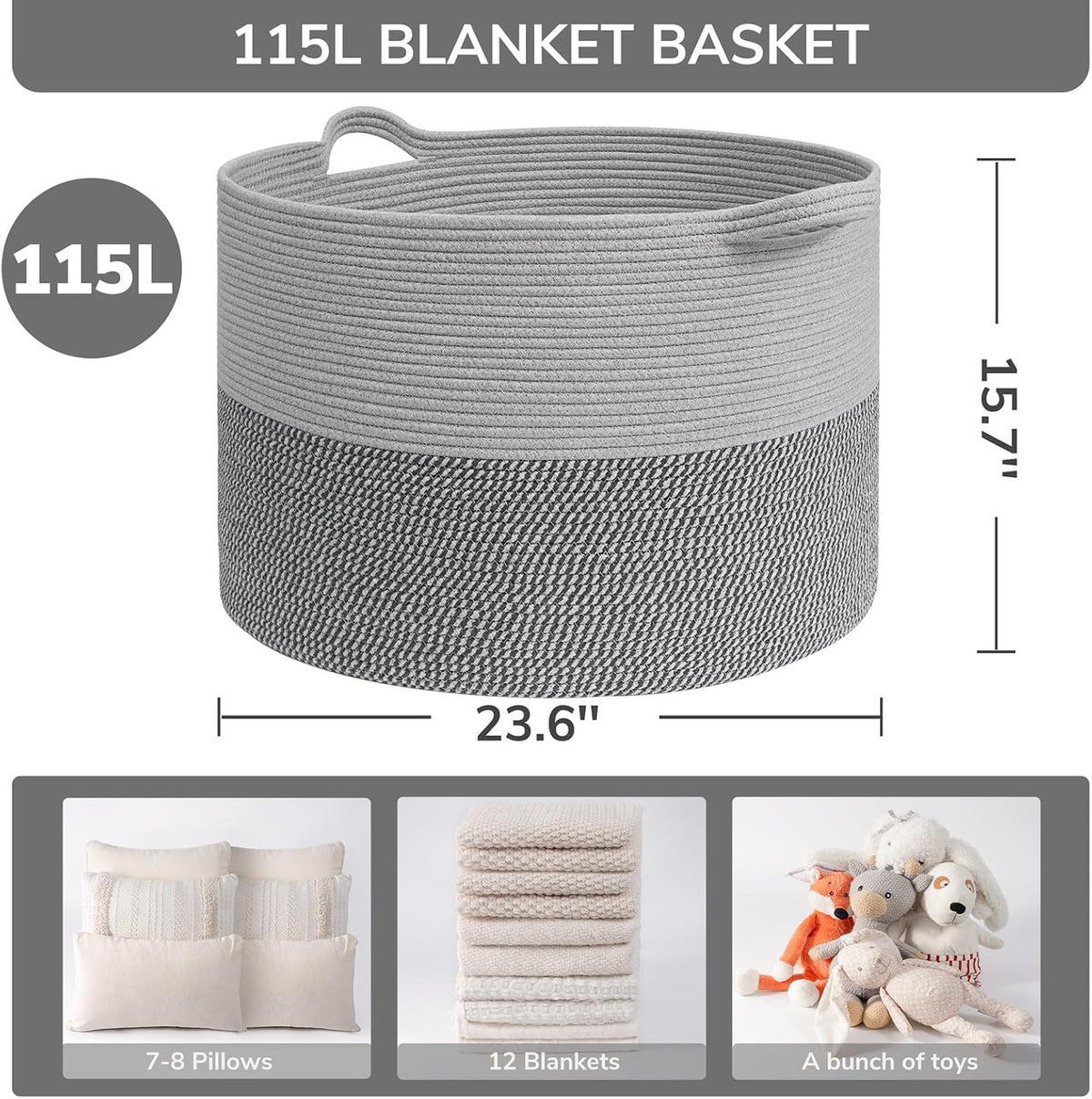 XXXLarge Woven Rope Blanket Basket Living Room Pink, 90L