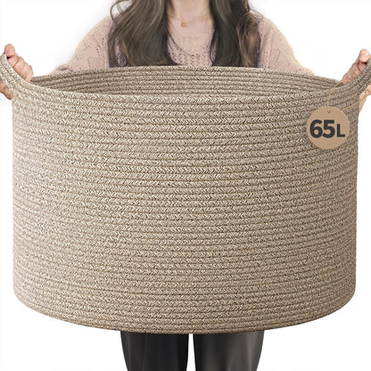 XXXLarge Woven Rope Blanket Basket Living Room Pink, 90L