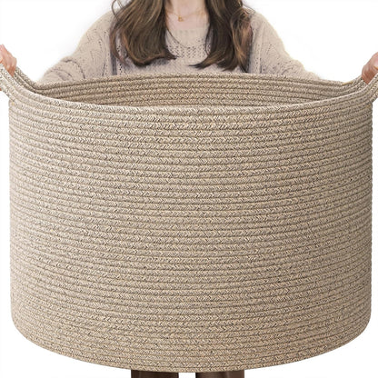 XXXLarge Woven Rope Blanket Basket Living Room Pink, 90L