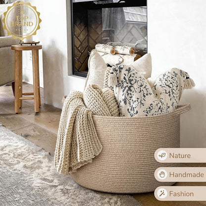 XXXLarge Woven Rope Blanket Basket Living Room Pink, 90L