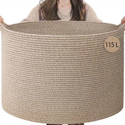 XXXLarge Woven Rope Blanket Basket Living Room Pink, 90L