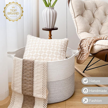 XXXLarge Woven Rope Blanket Basket Living Room Pink, 90L