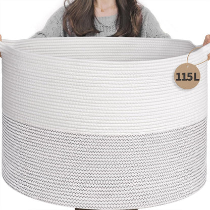XXXLarge Woven Rope Blanket Basket Living Room Pink, 90L