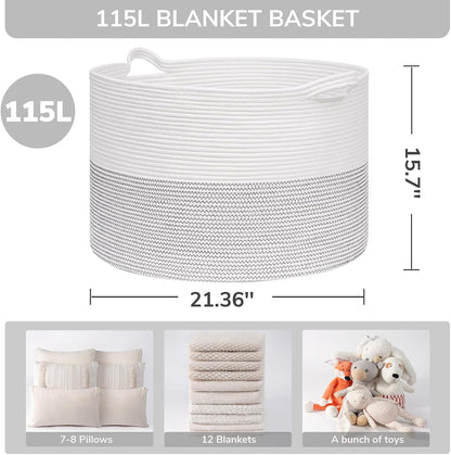 XXXLarge Woven Rope Blanket Basket Living Room Pink, 90L