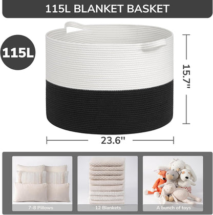 XXXLarge Woven Rope Blanket Basket Living Room Pink, 90L