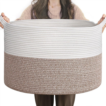 XXXLarge Woven Rope Blanket Basket Living Room Pink, 90L