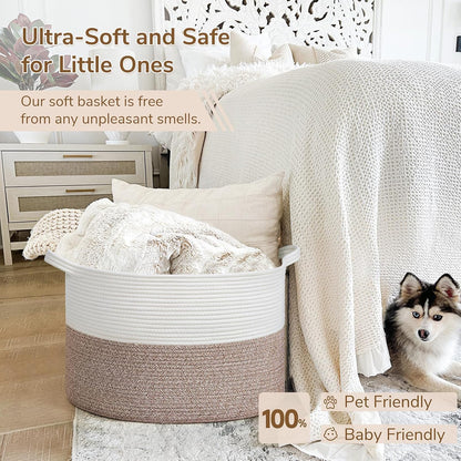 XXXLarge Woven Rope Blanket Basket Living Room Pink, 90L