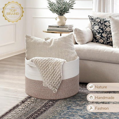XXXLarge Woven Rope Blanket Basket Living Room Pink, 90L