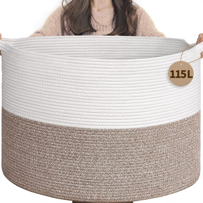 XXXLarge Woven Rope Blanket Basket Living Room Pink, 90L