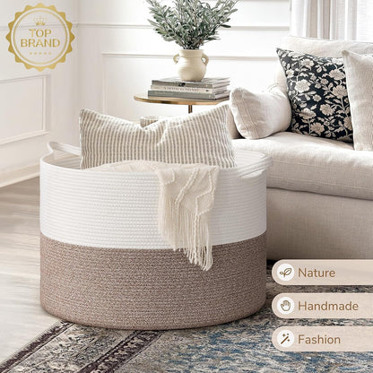 XXXLarge Woven Rope Blanket Basket Living Room Pink, 90L