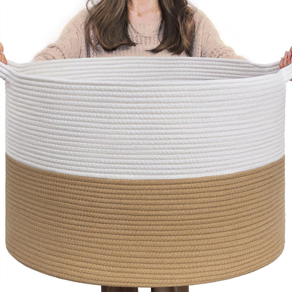 XXXLarge Woven Rope Blanket Basket Living Room Pink, 90L