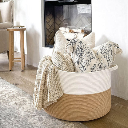 XXXLarge Woven Rope Blanket Basket Living Room Pink, 90L