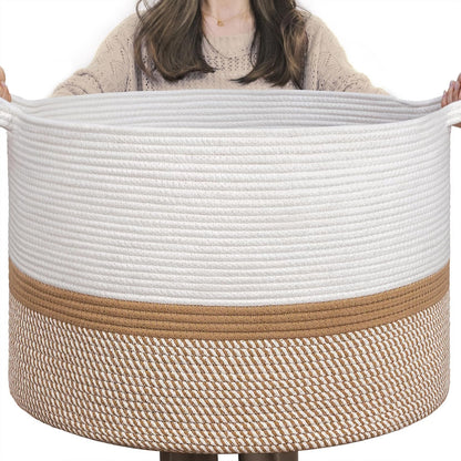 XXXLarge Woven Rope Blanket Basket Living Room Pink, 90L