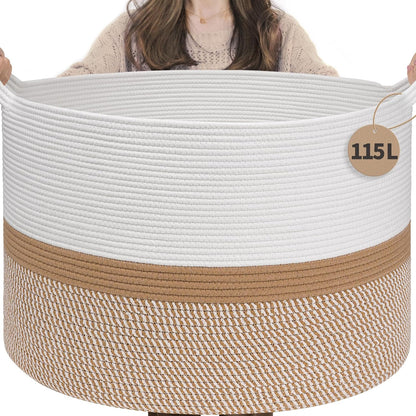 XXXLarge Woven Rope Blanket Basket Living Room Pink, 90L