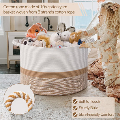 XXXLarge Woven Rope Blanket Basket Living Room Pink, 90L