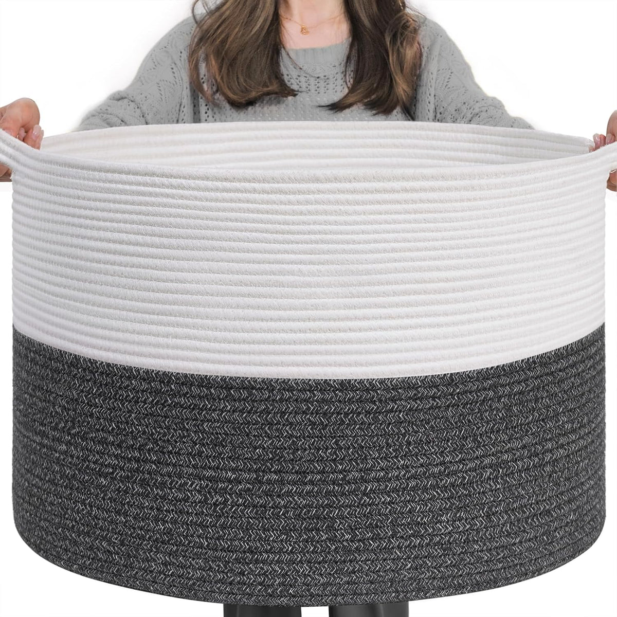 XXXLarge Woven Rope Blanket Basket Living Room Pink, 90L