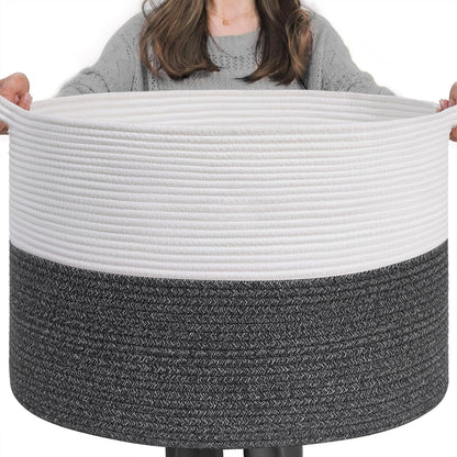 XXXLarge Woven Rope Blanket Basket Living Room Pink, 90L