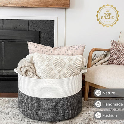 XXXLarge Woven Rope Blanket Basket Living Room Pink, 90L