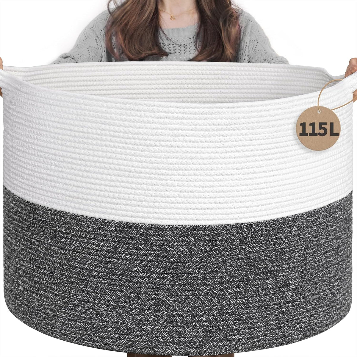 XXXLarge Woven Rope Blanket Basket Living Room Pink, 90L