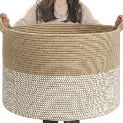 XXXLarge Woven Rope Blanket Basket Living Room Pink, 90L