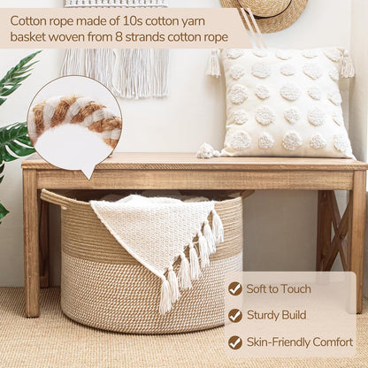 XXXLarge Woven Rope Blanket Basket Living Room Pink, 90L