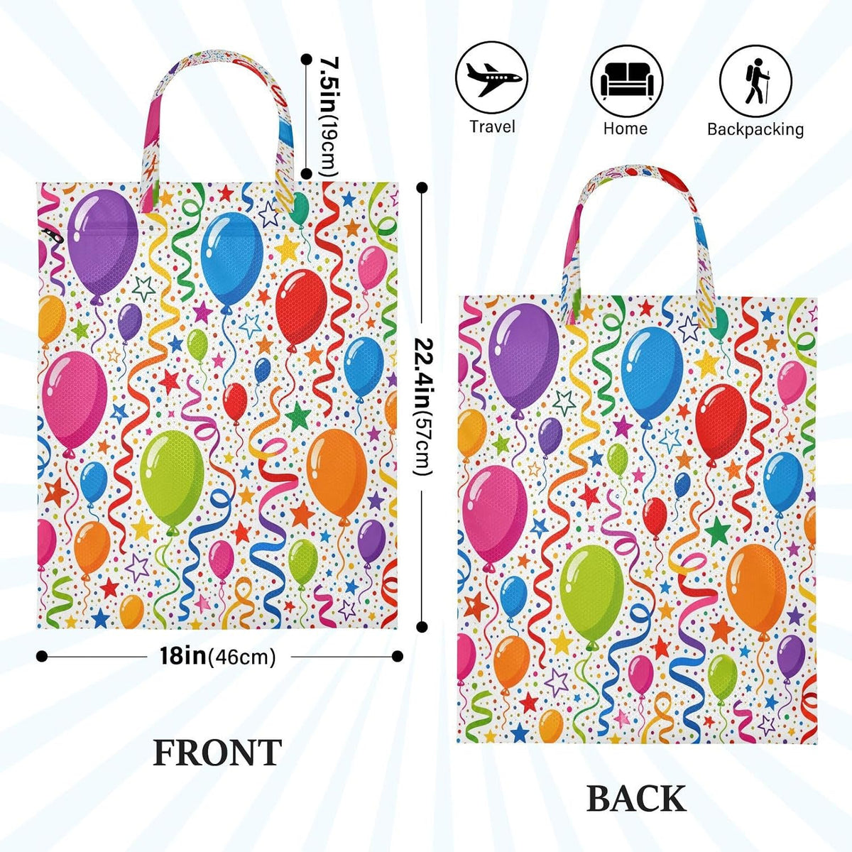 Birthday Party Waterproof Travel Laundry Bag Easy Care 2 Pcs