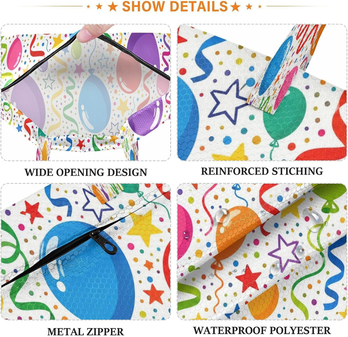 Birthday Party Waterproof Travel Laundry Bag Easy Care 2 Pcs
