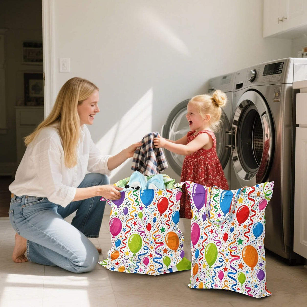 Birthday Party Waterproof Travel Laundry Bag Easy Care 2 Pcs