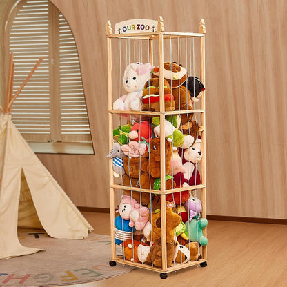 54" Stuffed Animal Storage, Large Toy Organizer with Lockable Wheels