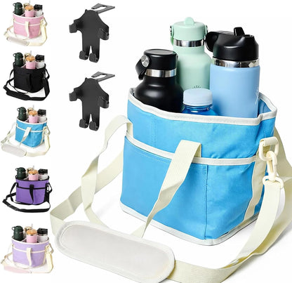 2026 Upgraded Reusable Insulated Drink Carrier, Family Size 4-Compartment Drink Carrier Bag for Coffee Cups & Tumblers, Insulated Drink Holder Bag with Adjustable Strap (Black)