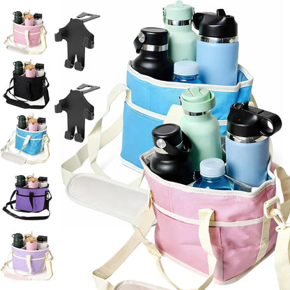 2026 Upgraded Reusable Insulated Drink Carrier, Family Size 4-Compartment Drink Carrier Bag for Coffee Cups & Tumblers, Insulated Drink Holder Bag with Adjustable Strap (Black)