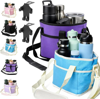 2026 Upgraded Reusable Insulated Drink Carrier, Family Size 4-Compartment Drink Carrier Bag for Coffee Cups & Tumblers, Insulated Drink Holder Bag with Adjustable Strap (Black)