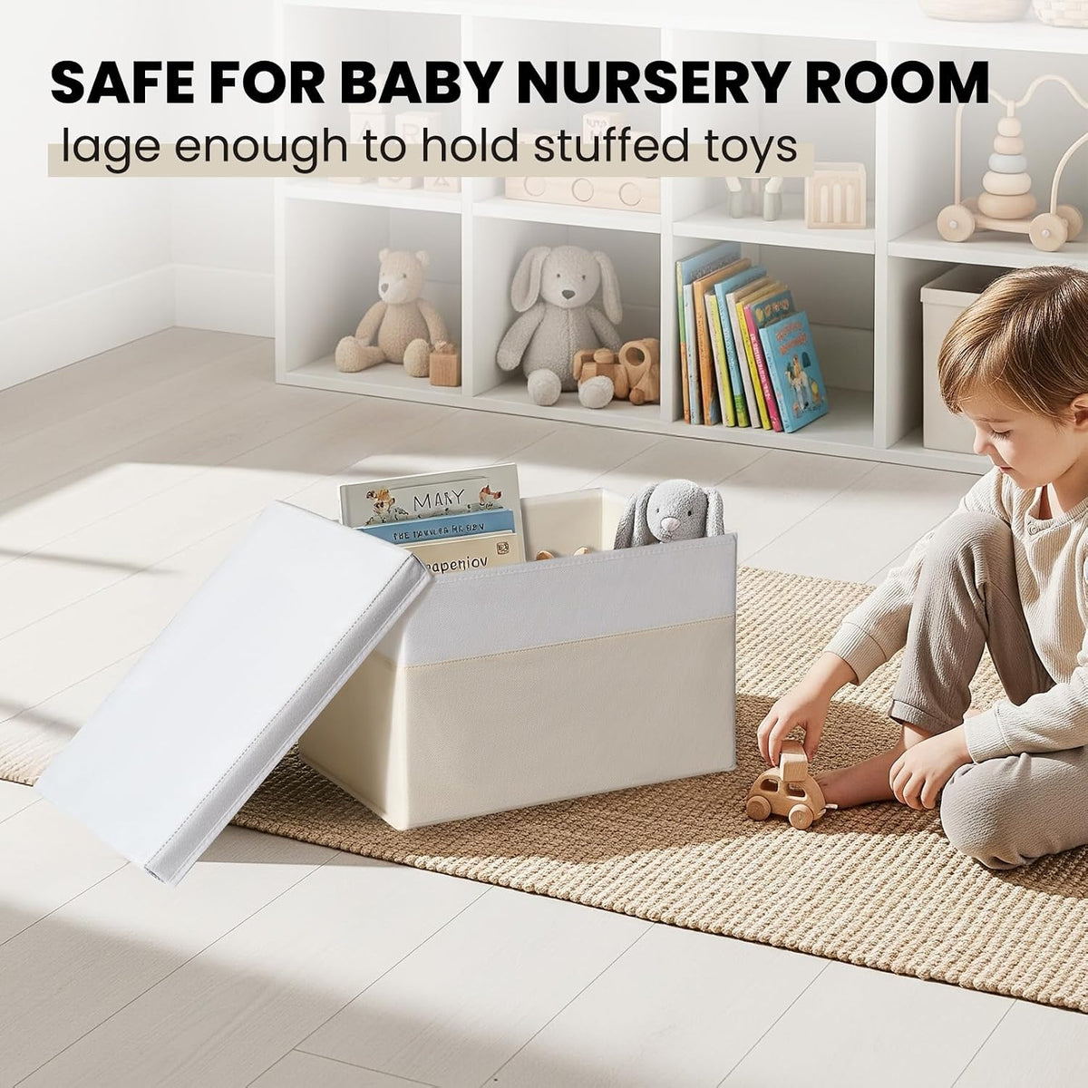 Large Closet Storage Baskets Bins with Lids 4 Pack, Storage Baskets for Organizing Shelves Nursery Bedroom, Home Dorm Closet Organizers Cubes for Clothes Toys Blanket Book - Stackable -14x10x9.5