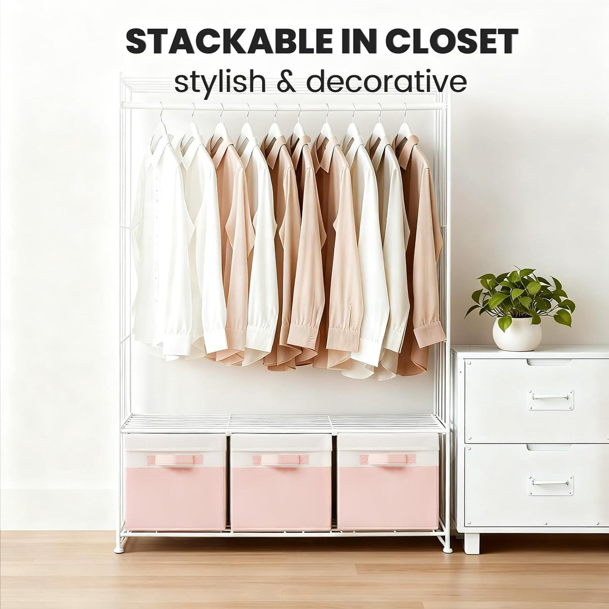 Large Closet Storage Baskets Bins with Lids 4 Pack, Storage Baskets for Organizing Shelves Nursery Bedroom, Home Dorm Closet Organizers Cubes for Clothes Toys Blanket Book - Stackable -14x10x9.5