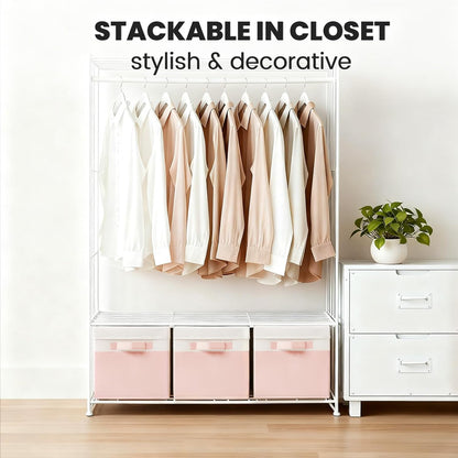 Large Closet Storage Baskets Bins with Lids 4 Pack, Storage Baskets for Organizing Shelves Nursery Bedroom, Home Dorm Closet Organizers Cubes for Clothes Toys Blanket Book - Stackable -14x10x9.5