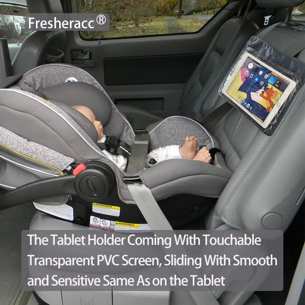 Car iPad Kindle Tablet Holder for Rear and Forward Facing Mirror, Car Mount Hanger Case for Vehicle Backseat Headrest Up to 10.5', Lightweight Washable and Portable (Grey)
