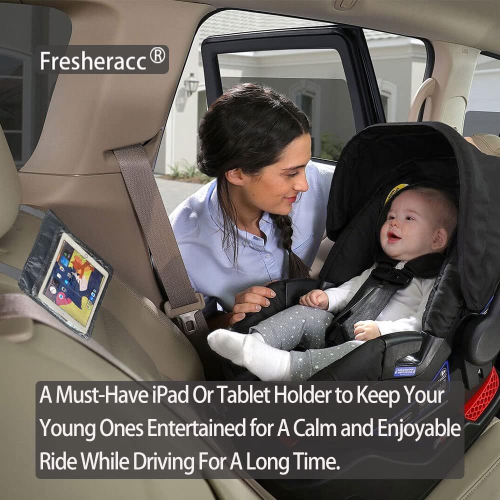 Car iPad Kindle Tablet Holder for Rear and Forward Facing Mirror, Car Mount Hanger Case for Vehicle Backseat Headrest Up to 10.5', Lightweight Washable and Portable (Grey)