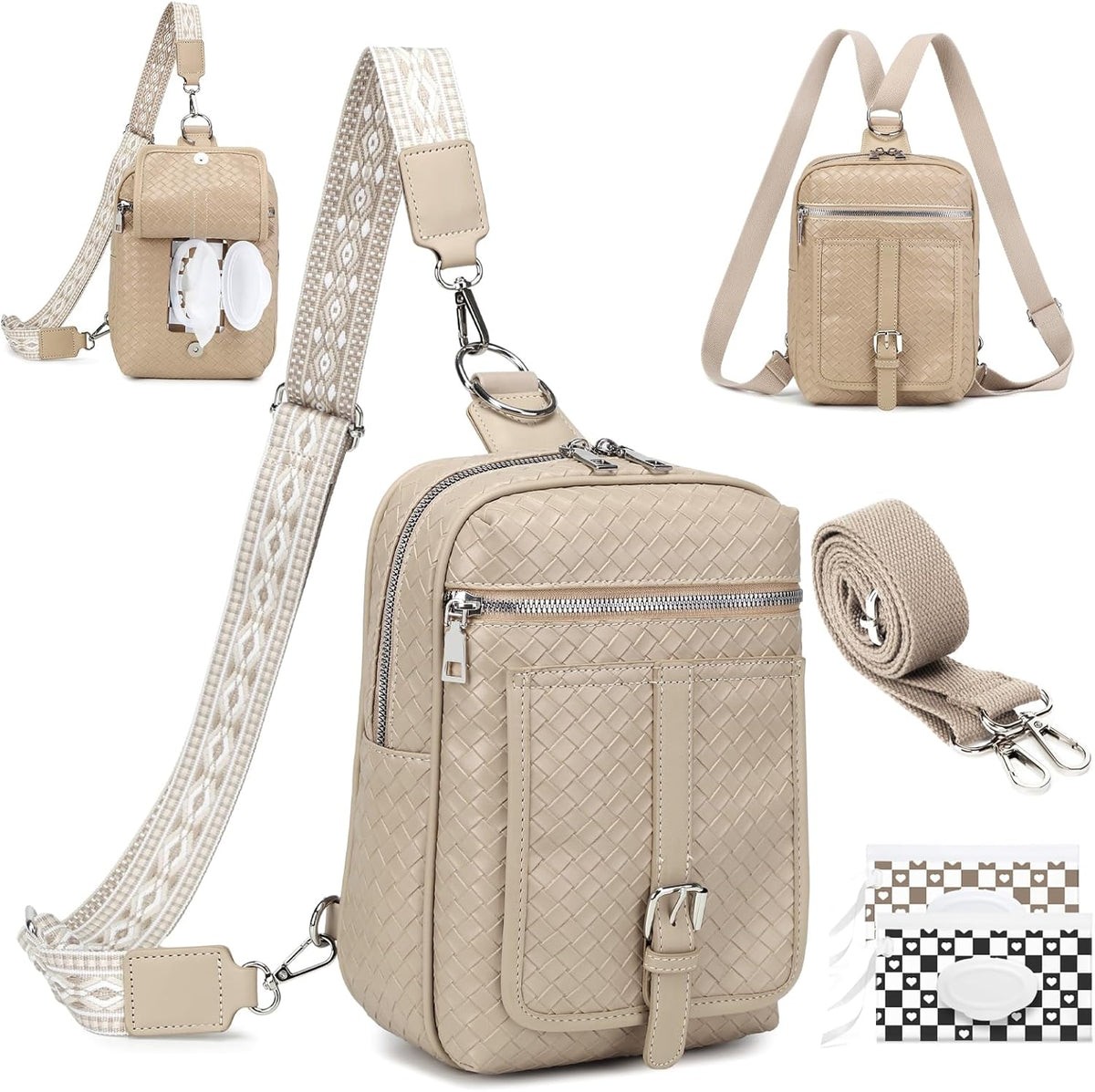 Mini Diaper Bag Crossbody Small Diaper Bag Purse with Wipes Pocket