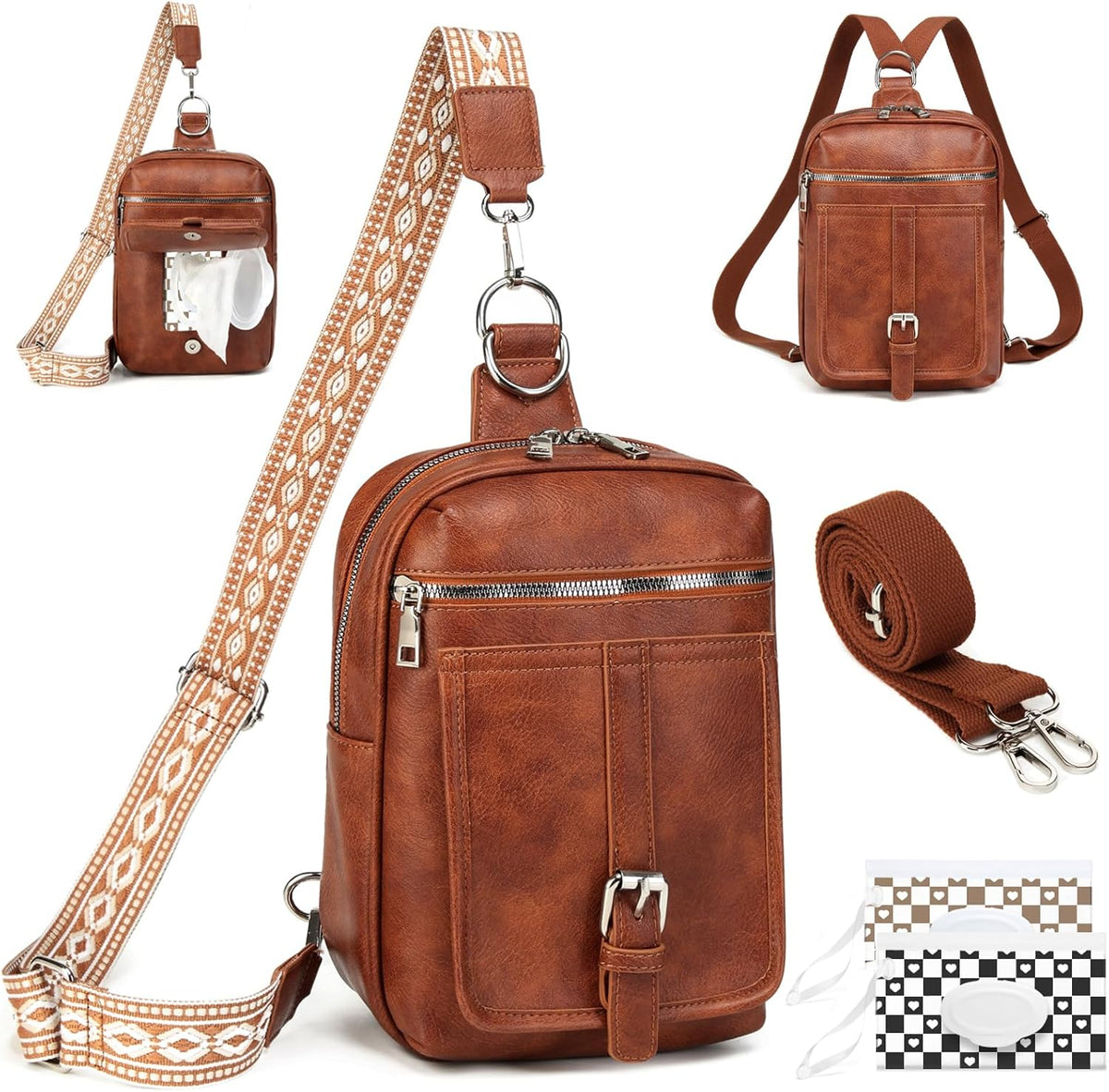 Mini Diaper Bag Crossbody Small Diaper Bag Purse with Wipes Pocket