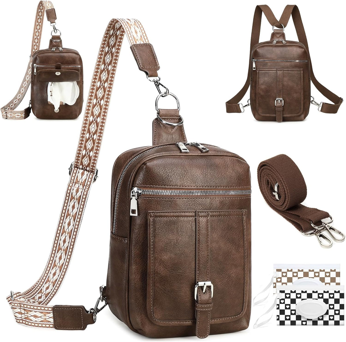 Mini Diaper Bag Crossbody Small Diaper Bag Purse with Wipes Pocket