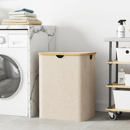 105L Large Laundry Basket with Lid, Removable Bags, Gray