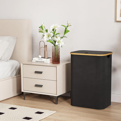 105L Large Laundry Basket with Lid, Removable Bags, Gray