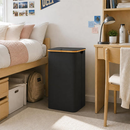105L Large Laundry Basket with Lid, Removable Bags, Gray
