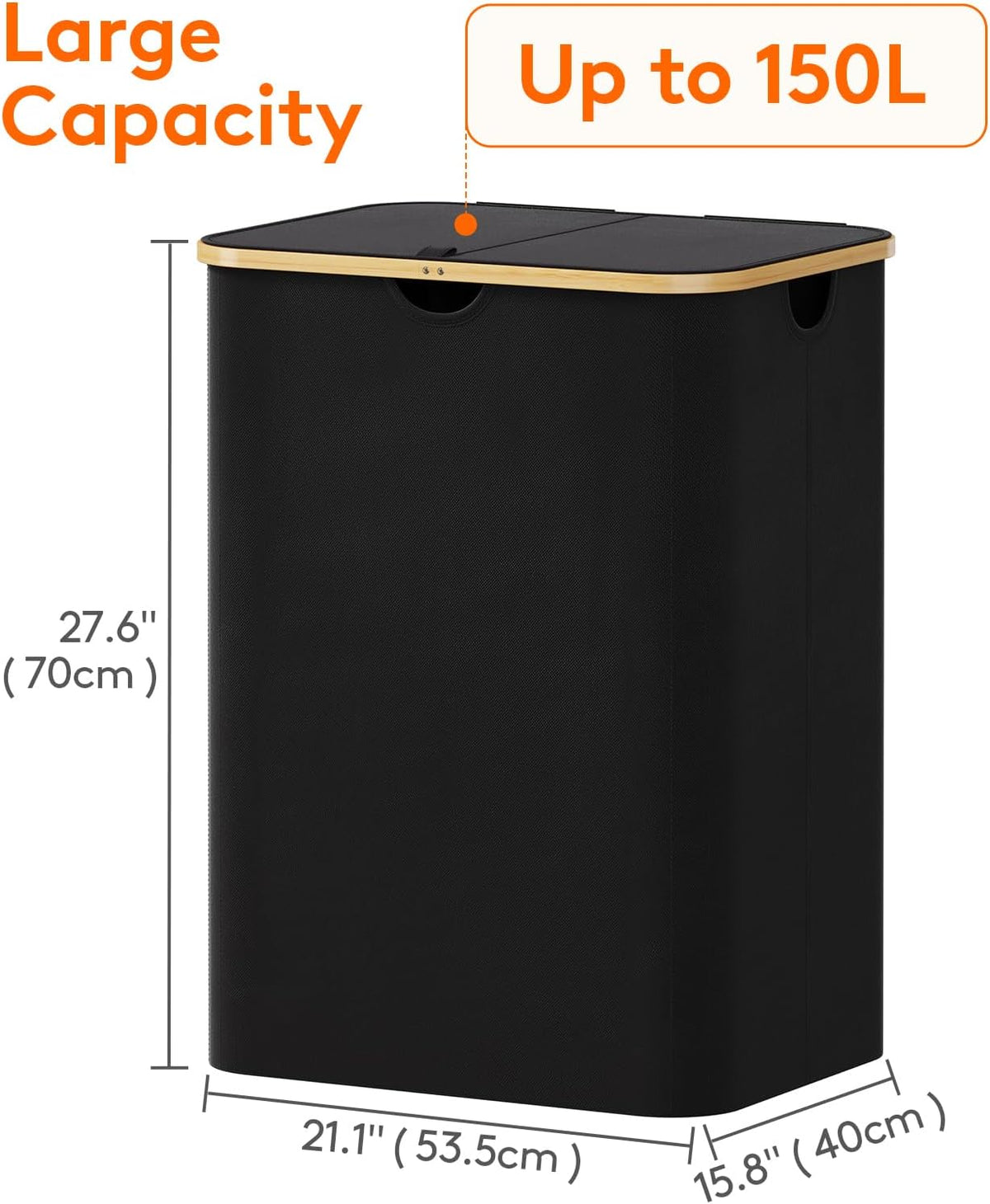 105L Large Laundry Basket with Lid, Removable Bags, Gray