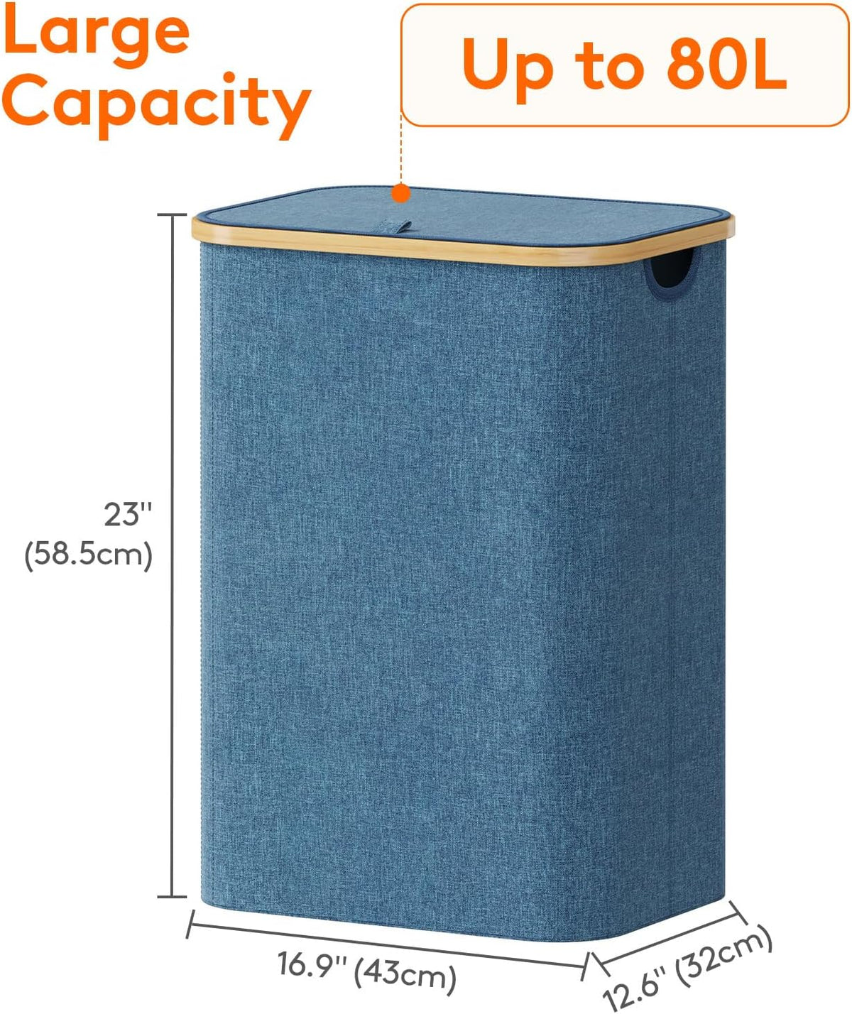 105L Large Laundry Basket with Lid, Removable Bags, Gray